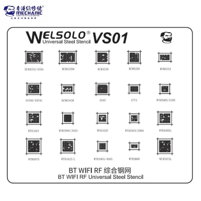 Picture of Mechanic Welsolo VS01 Universal IC Reballing Stencil for Bluetooth BT RF WiFi Chip Soldering Heating Repair Tools 