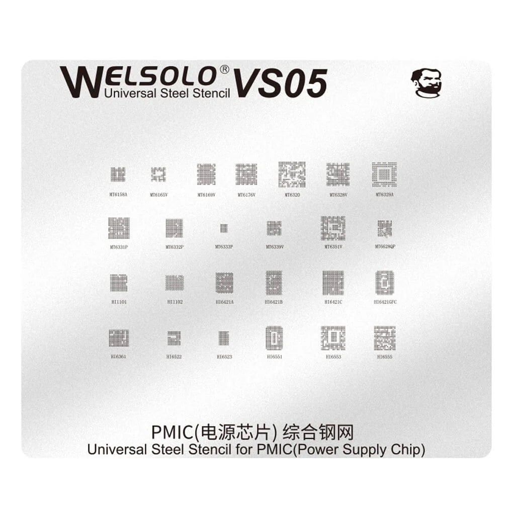 Picture of Mechanic Welsolo VS05 Universal IC Reballing Stencil for Mediatek MTK Snapdragon BGA221 BGA254 Vivo Oppo Series CPU Soldering Replacement Tools 