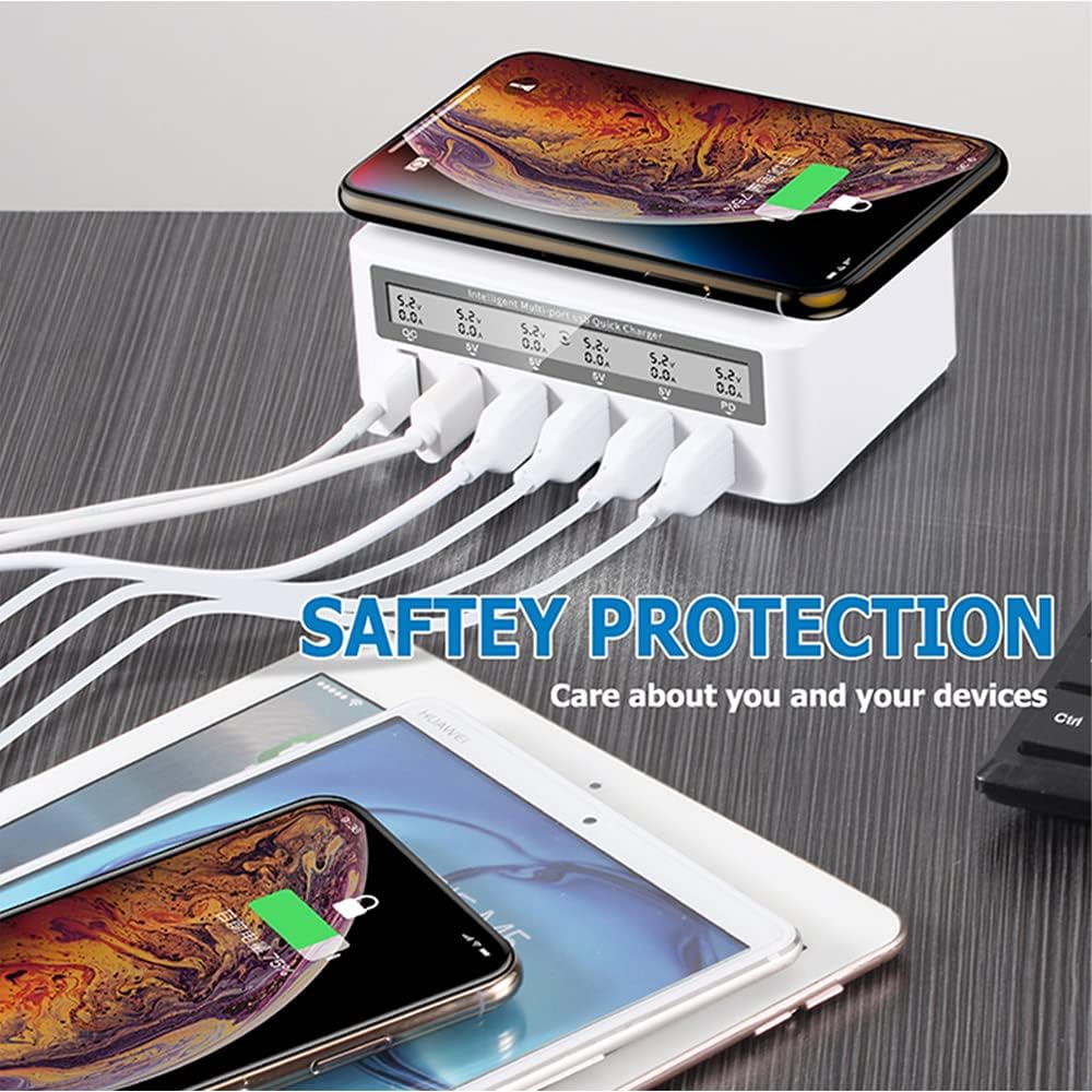 Picture of WLX-818PF - 6 USB Intelligent LED Fast Wirelesss Charging Station 100W Universal
