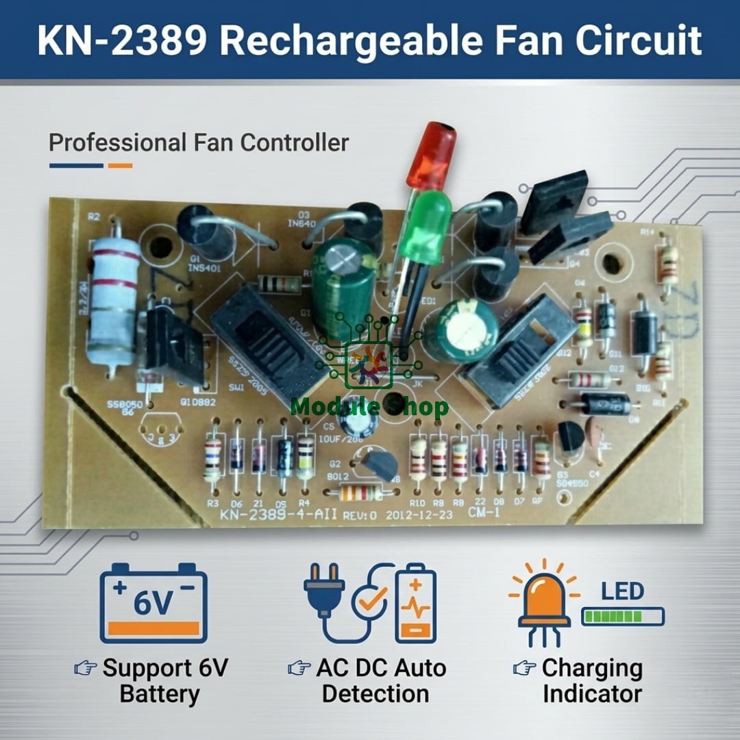 Picture of KN-2389 Rechargeable Fan Circuit 6V Charger Fan Control Board For Sunca Kennedy Defender Midea Brand 