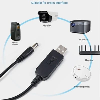 Picture of USB Boost Cable DC 5V to 12V Step Up Converter Cable Run Onu Router from Power Bank - Multi Plug - Multi Plug - Multi Plug 