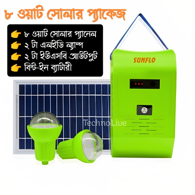 Picture of 8W PV Solar System Package 2 LED Lamp 2 USB Output Mobile Charging Facilities Built-in Battery with Solar Controller 