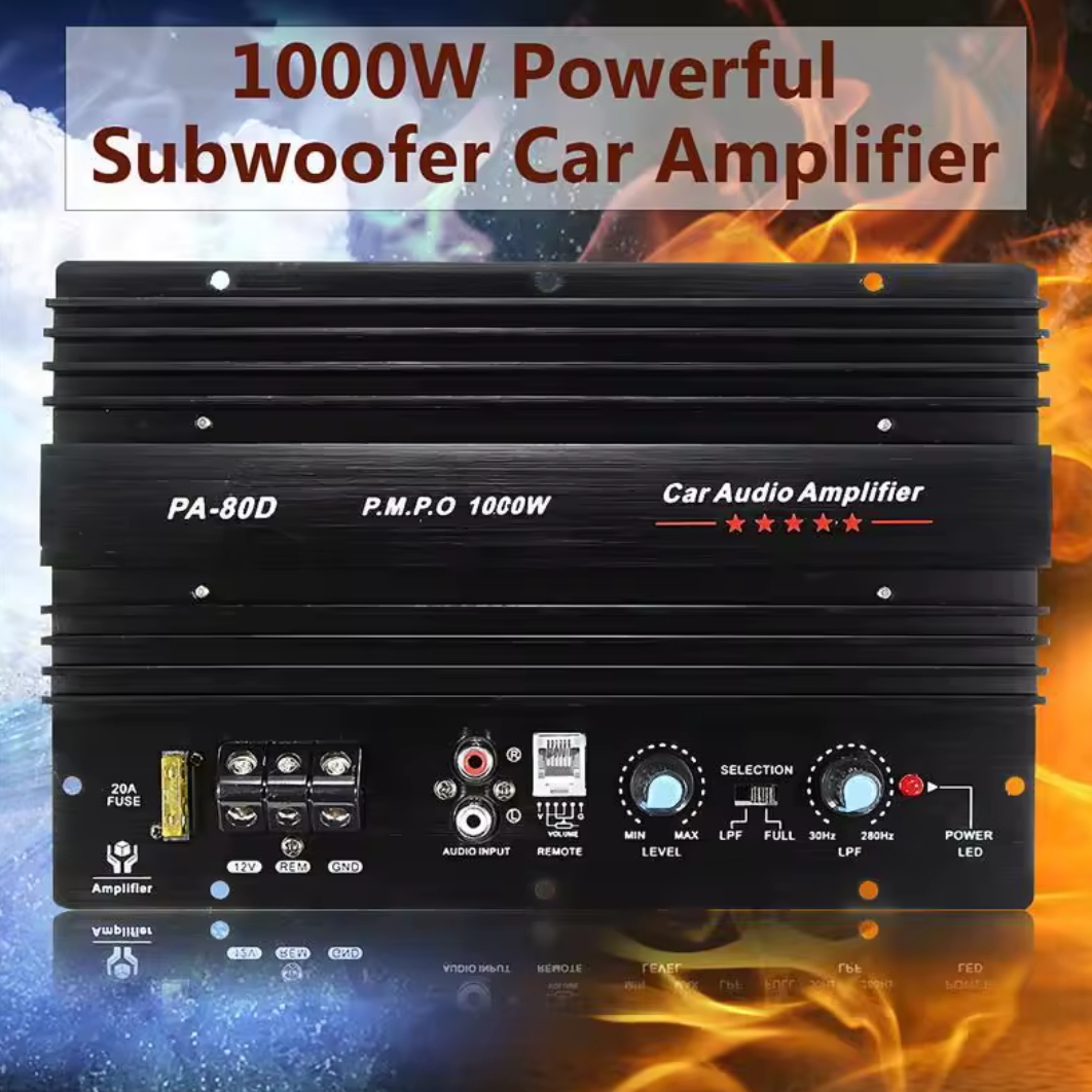 Picture of PA-80D 12V 1000W Mono Car Audio Power Amplifier Powerful Super Bass Subwoofers 