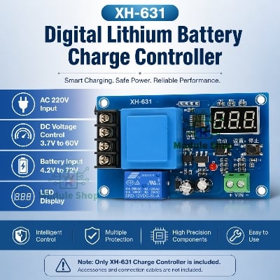 Picture of Digital Display Battery Charge Control Module Self Power Adjustable 12V-72V Battery Upper & Lower Cut Protection Board Similar XH-M602 XH-M633 XH-M631 