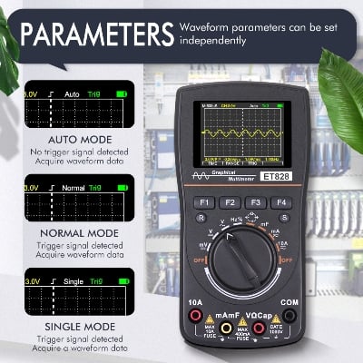 Picture of ET826 2 in 1 Digital Oscilloscope Multimeter 2.4 Inch Color Screen 2.5Msps Sampling Rate MT8208 for DIY Electric Graphical Multimeter 