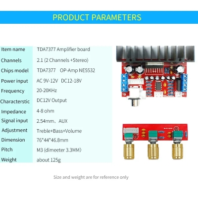 Picture of Super Bass 2.1 Subwoofer Amplifier Board Three-Channel Speaker Audio Amplifier Board TDA7377 Similar XH-M139 