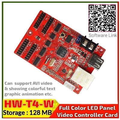 Picture of USB asynchronous full color led control card 512x16,128x64 pixels P10 P5 P6 display led sign controller with 4*hub75port HW-T4-W 