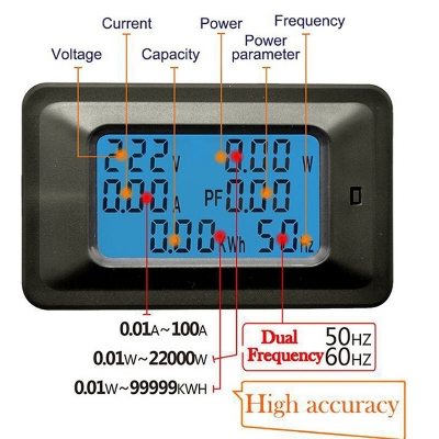 Picture of AC 50-300V Power Energy Meter LED AC Wattmeter Electric Meter With Reset Function 0-100A Temperature 