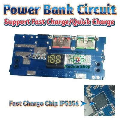 Picture of IP5356 27W Quick Charge PD3.1 USB 3.1 Gen-1 Digital Power Bank Circuit 3 in 1 Charging Input Output Port LED Display 