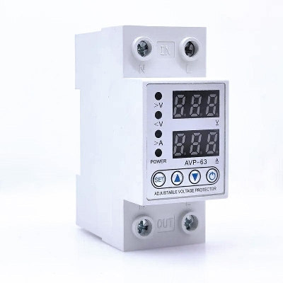 Picture of Dual Display 63A AC 220V Adjustable Over Under Voltage Over Under Current Protector Module 