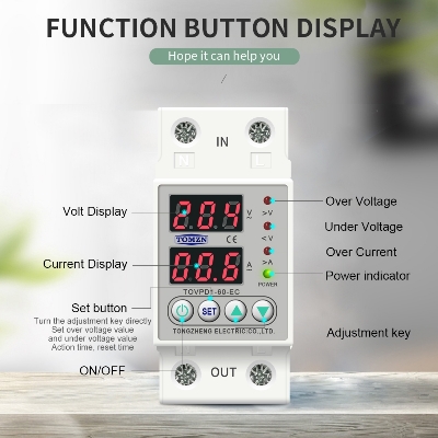 Picture of Tomzn 4th Gen 2IN1 Adjustable Over & Under Voltage Protective Device Dual LED Display TOVPD1-60-EC 