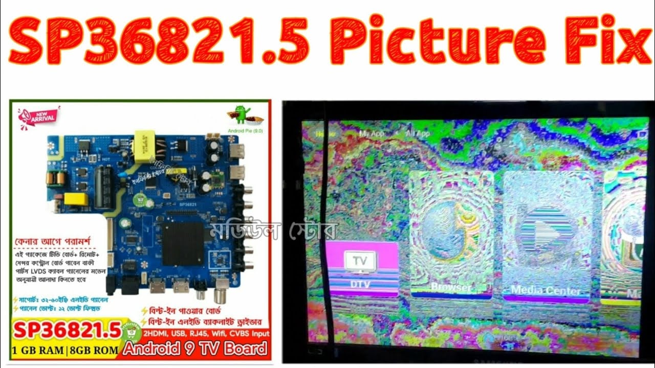 Picture of SP36821.5 Smart Android 9 TV Moterboard 1G+8G 3 in1 Network LED TV Board Buitl-in Power and Backlight Driver 