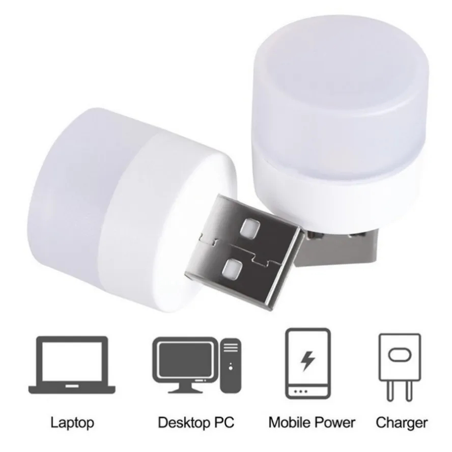 Picture of USB LED Lamp 5V 1W Super Bright Eye Protection Mini Book Light Computer Mobile Power Charging USB Small LED Night Light White