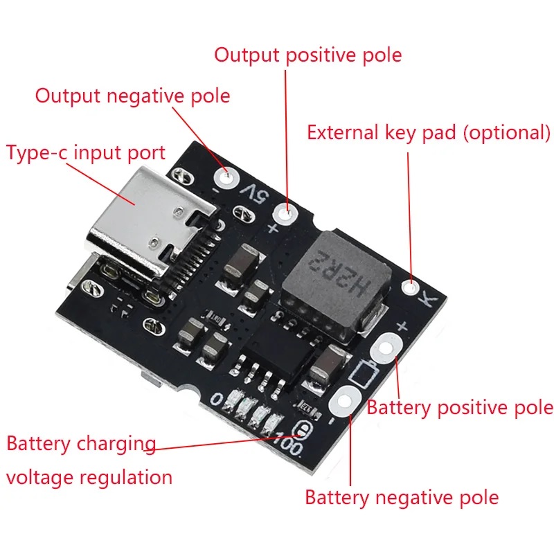 Picture of Type-C USB 5V 2A Boost Converter Step-Up Power Module Lithium Battery Charging Protection Board LED Display USB For DIY Charger 