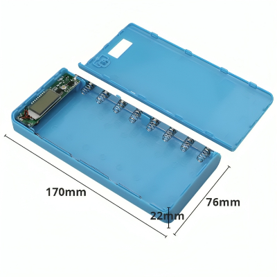 Picture of DIY Battery Charger Box for 8x18650 Power Bank Casing with Digital LED Display Circuit 5V 2A 2xUSB Output 2xCharging Port without Battery for Mobile Phone Charging 5V USB LED etc Random Color