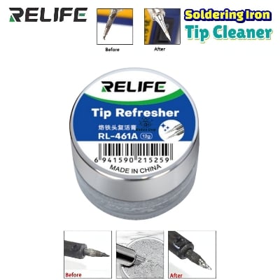 Picture of Soldering Iron Tip Refresher Non-stick Tin Solder Cream Clean Paste for Oxide Head Resurrection Oxidative Activator Similar Sunshine Relife RL-461 RL-461A Black