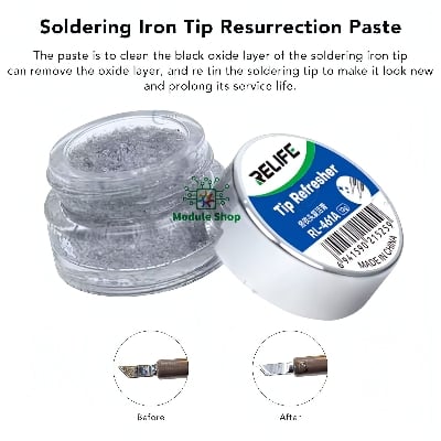 Picture of Soldering Iron Tip Refresher Non-stick Tin Solder Cream Clean Paste for Oxide Head Resurrection Oxidative Activator Similar Sunshine Relife RL-461 RL-461A Black