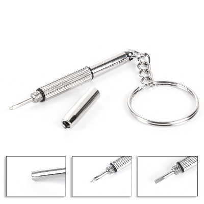 Picture of 3 in 1 Aluminum Steel Eyeglass Screwdriver Sets with Keychain Screwdrivers for Sunglass Glasses Watch Repair Tool Kits 