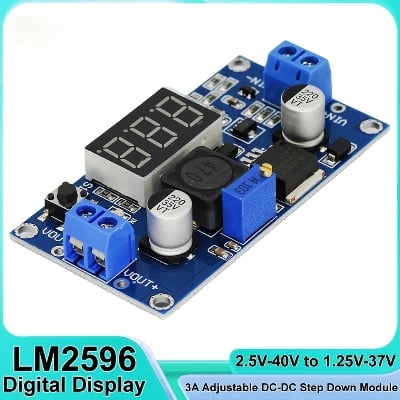 Picture of LM2596 DC Buck Module + LED Display Voltmeter 3A Adjustable Step Down Converter for Diy Power WiFi Router Onu Blue