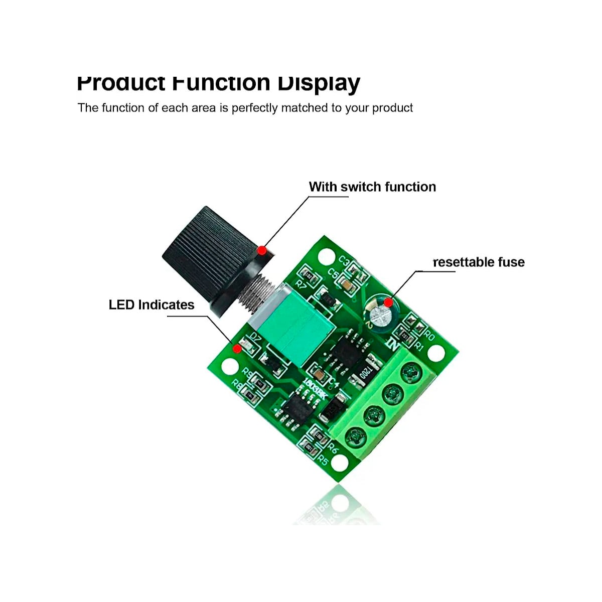 Picture of Mini DC Motor PWM Speed Controller Module Speed Control Switch LED Dimmer 