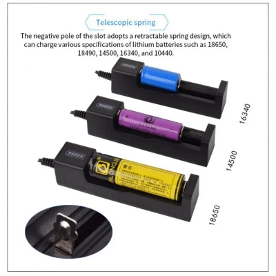 Picture of Usb Smart Single Slot Charger 18650 Lithium Charger Small Fan Flashlight Battery Charging Adapter With Indicator Light 