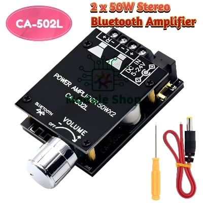 Picture of CA-502L Audio Amplifier DIY Bluetooth 5.0 High Power Digital Stereo Amplifier 50WX2 502L with Back Sheel Bluetooth Home Theater Sound System Multicolor
