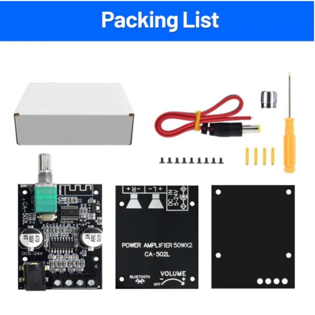 Picture of CA-502L Audio Amplifier DIY Bluetooth 5.0 High Power Digital Stereo Amplifier 50WX2 502L with Back Sheel Bluetooth Home Theater Sound System Multicolor