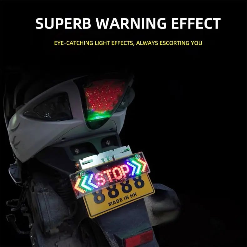 Picture of LED Motorcycle brake Light DRL Flash STOP Indicator Lamp RGB Moto Brake Turn Signal Driving Taillight Warning Day Light Stop