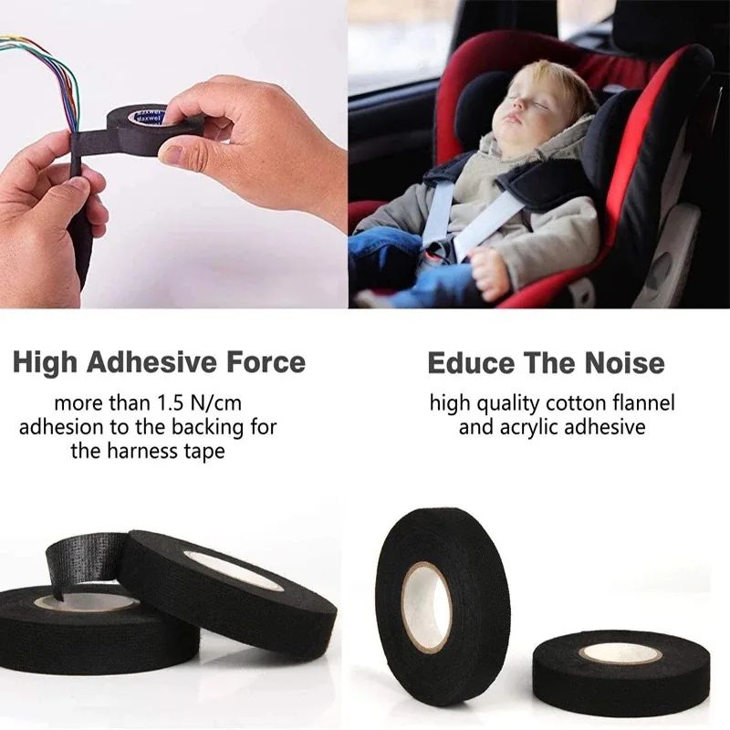 Picture of Wire Cable Cloth Tape 9mm x 15m TV Harness Wiring Fabric Loom Household Electrical Heat Tape Hyperthermia Resistant Wiring Bundle Tape 9mmx15m