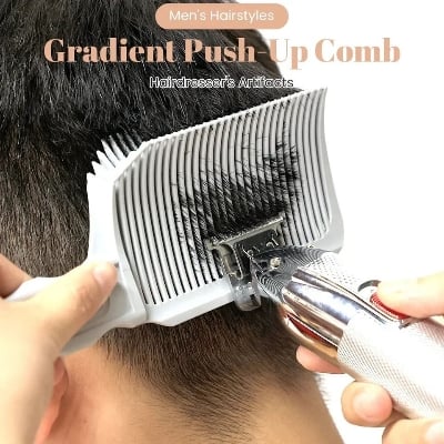 Picture of Fading Comb Professional Barber ClipperBlending Flat Top Hair Cutting Comb for MenHeat Resistant Fade Brush Salon Styling Tool White