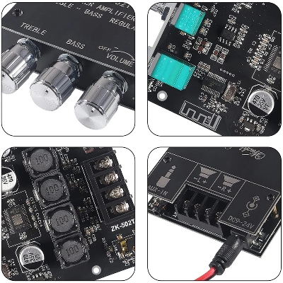 Picture of ZK-502T TPA3116D2 Bluetooth-compatible 5.0 Subwoofer Amplifier Board 2.0 Channel High Power Audio Stereo 2*50W Bass AMP Black
