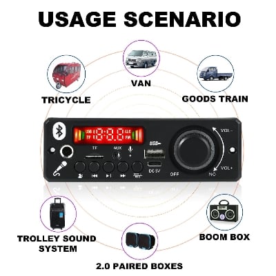 Picture of 6W Amplifier DC 5V MP3 WMA
Decoder Board Bluetooth 5.0 Audio Module USB TF Radio Wireless FM Receiver 2*3W MP3 Player For Car Multicolor
