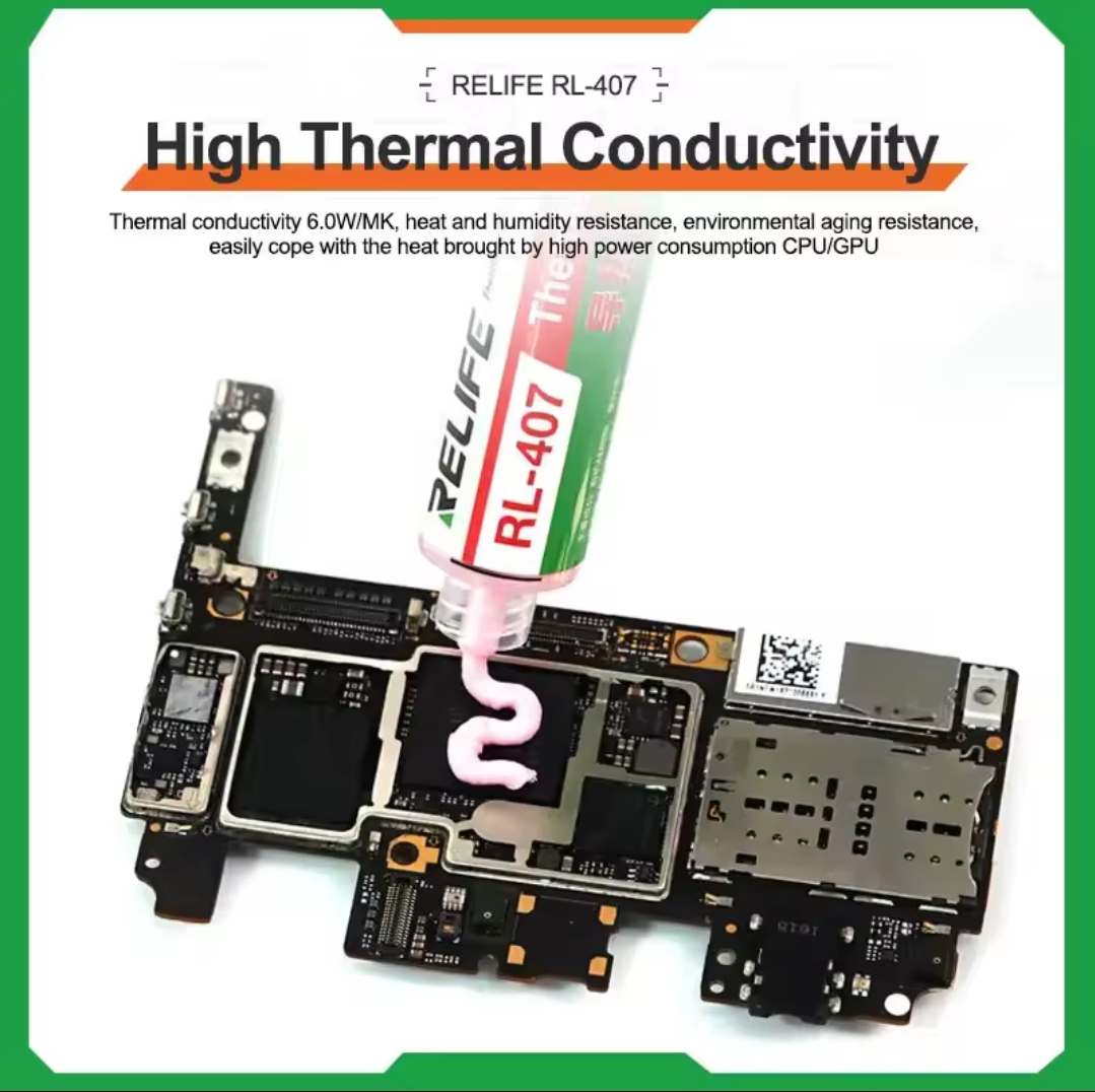 Picture of RELIFE RL-407 Thermal Silica CPU Cooling
Paste CPU PCB Electronic Components Cooling
General Thermal Silicone Silicone Paste 