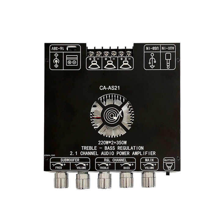 Picture of AS21 220W*2+350W 2.1 Channel TPA3255 16V-38V DC Bluetooth Digital Power Amplifier Board Module High and Low Tone Subwoofer Audio APP Similar ZK-AS21 CA-AS21 Multicolor