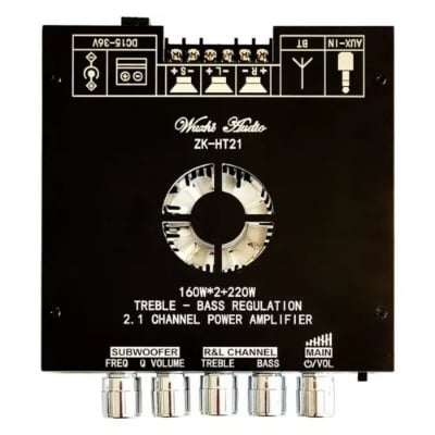 Picture of ZK-Ht21 2:1 160w*2 + 1x220w Sub-Woofer Digital Power Amplifier Board Dc15-36v Tda7498e Stereo Power Amplifier Module Bass Aux/usb Amplifier Bt5.0 Multicolor