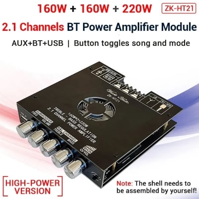 Picture of ZK-Ht21 2:1 160w*2 + 1x220w Sub-Woofer Digital Power Amplifier Board Dc15-36v Tda7498e Stereo Power Amplifier Module Bass Aux/usb Amplifier Bt5.0 Multicolor