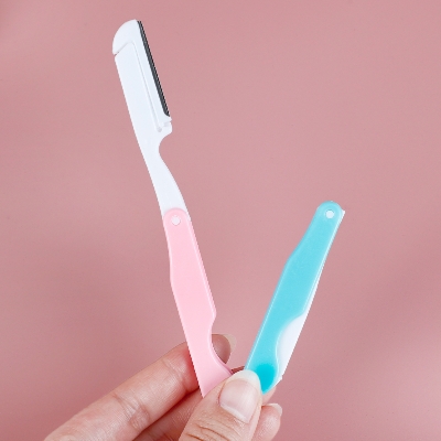 Picture of Folding Eyebrow Knife Safe Folding Ladies Face Shaver Eye Brow Trimmer Blade Women Makeup Tools Face Razor Easy To Use 2pcs
