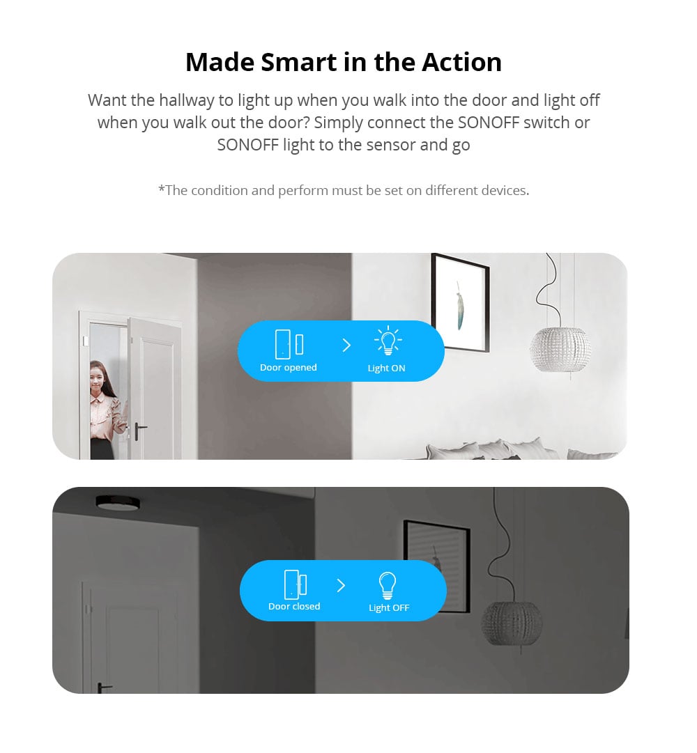 Picture of SONOFF DW1 433Mhz Door Window Wireless Automation Modules Sensor Compatible With RF Bridge for Smart Home Alarm Security E7WIN White