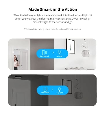 Picture of SONOFF DW1 433Mhz Door Window Wireless Automation Modules Sensor Compatible With RF Bridge for Smart Home Alarm Security E7WIN White