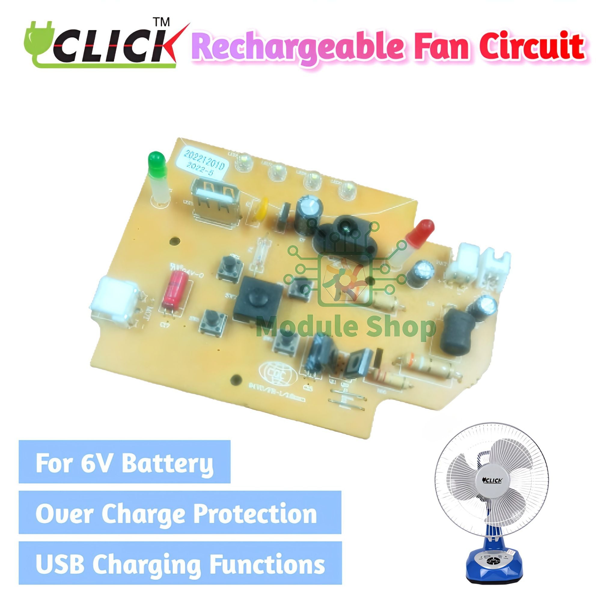 KN-5912-6-SMT Rechargeable Fan Circuit Board 6V Battery Over Voltage ...