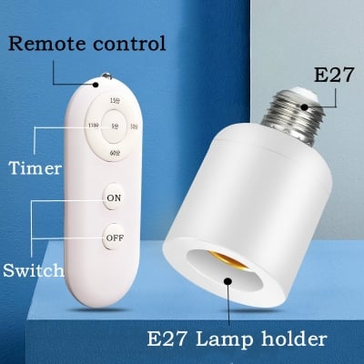 Picture of E27 60W Wireless Remote Control Smart Timer Switch 85V-265V Lamp Holder Multi Light Switch Baby Room Bedroom Home Smart Timer Switch Multicolor