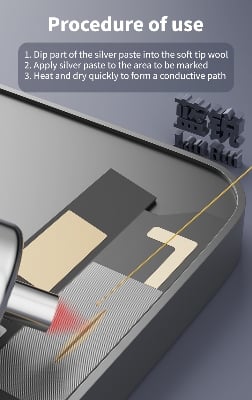 Picture of Lanrui J9 Nano Conductive Silver Paste Low Resistance Screen Line Repair for PhoneS IPhone Android Green Yellow Screen Fix Tools Multicolor