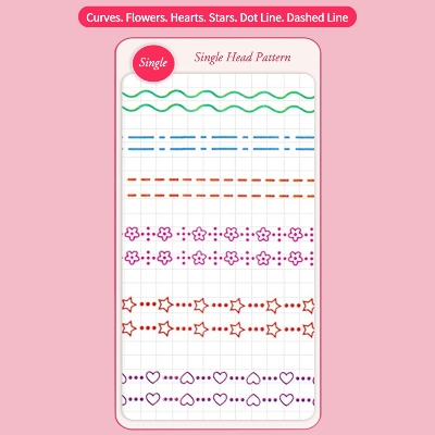 Picture of 6Pcs/Set Flower Line Shape Highlighter Pen Roller Tip Curve Liner Marker Kawaii Korean Stationery School Office Supplies Gifts Multicolor