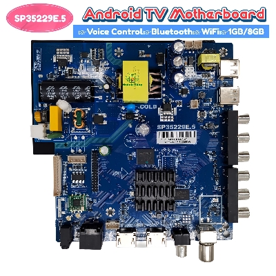 Picture of SP35229E.5 Bluetooth Vouce Control Smart WiFi LED TV Board with 35-110V Backlight Voltage and 1G + 8G Android 14 for 25W 35W 50W 32-42 Inches 