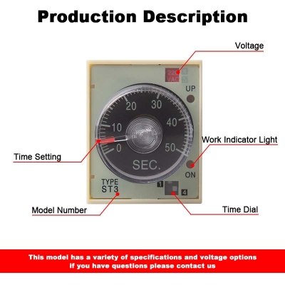 Picture of ST3P A Multi-Function Timer Relay with Base Socket AC220v /Off Delay Modes & 8-Pin Configuration Options 