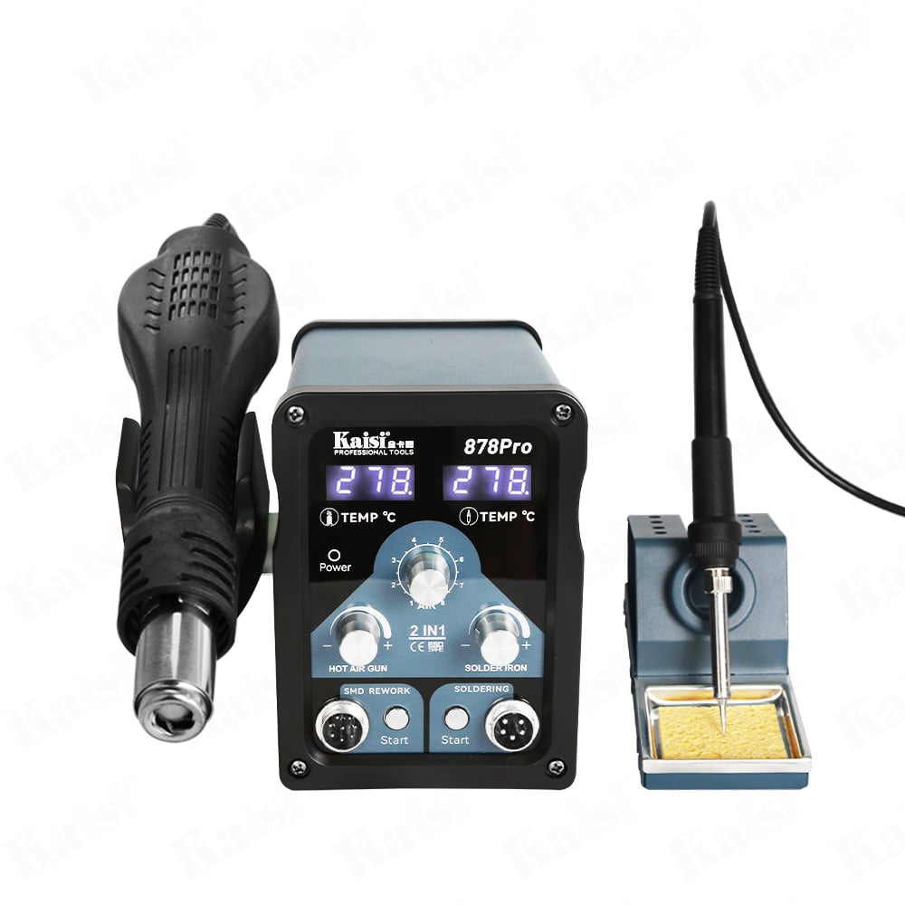 Picture of Kaisi 878 Pro 220V 2 in 1 Hot Air SMD Rework Station Soldering Station Maintenance System for Specially Made for Mobile CPU Rework Multicolor