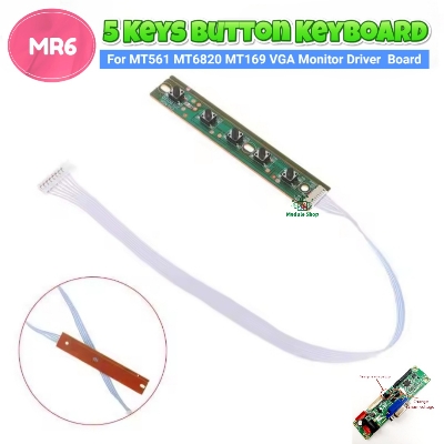 Picture of MR6 LCD Keypad Board switch 5 key Button for Universal LCD Driver controller Board Keypad Board OSD MENU Control Board for MT169 MT561 MT6820 VGA Driver Board Multicolor