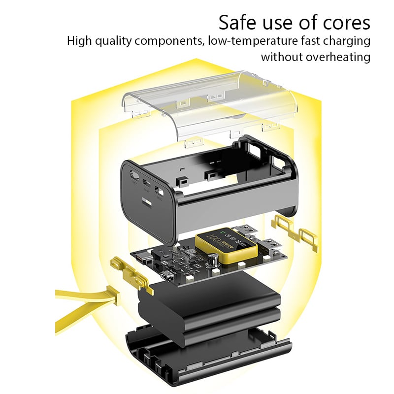 Picture of 18650 Battery Charger Case DIY Power Bank
Box Fast Charge 5V 2A Double USB Output Battery
Storage Box With LED Night Light No Battery Black