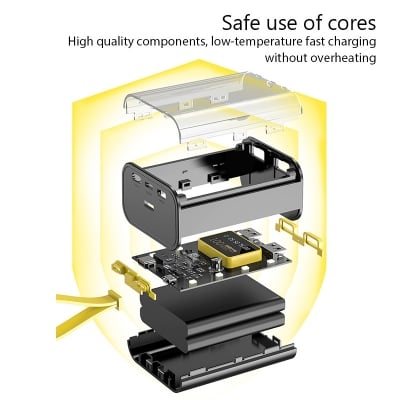 Picture of 18650 Battery Charger Case DIY Power Bank
Box Fast Charge 5V 2A Double USB Output Battery
Storage Box With LED Night Light No Battery Black