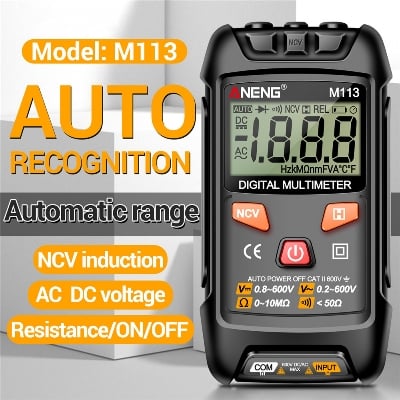 Picture of ANENG M113 Digital Multimeter Tester 1999 Counts Auto Ranging Amp Ohm Voltmeter for Household Outlet Automotive Electrical Tools Multicolor